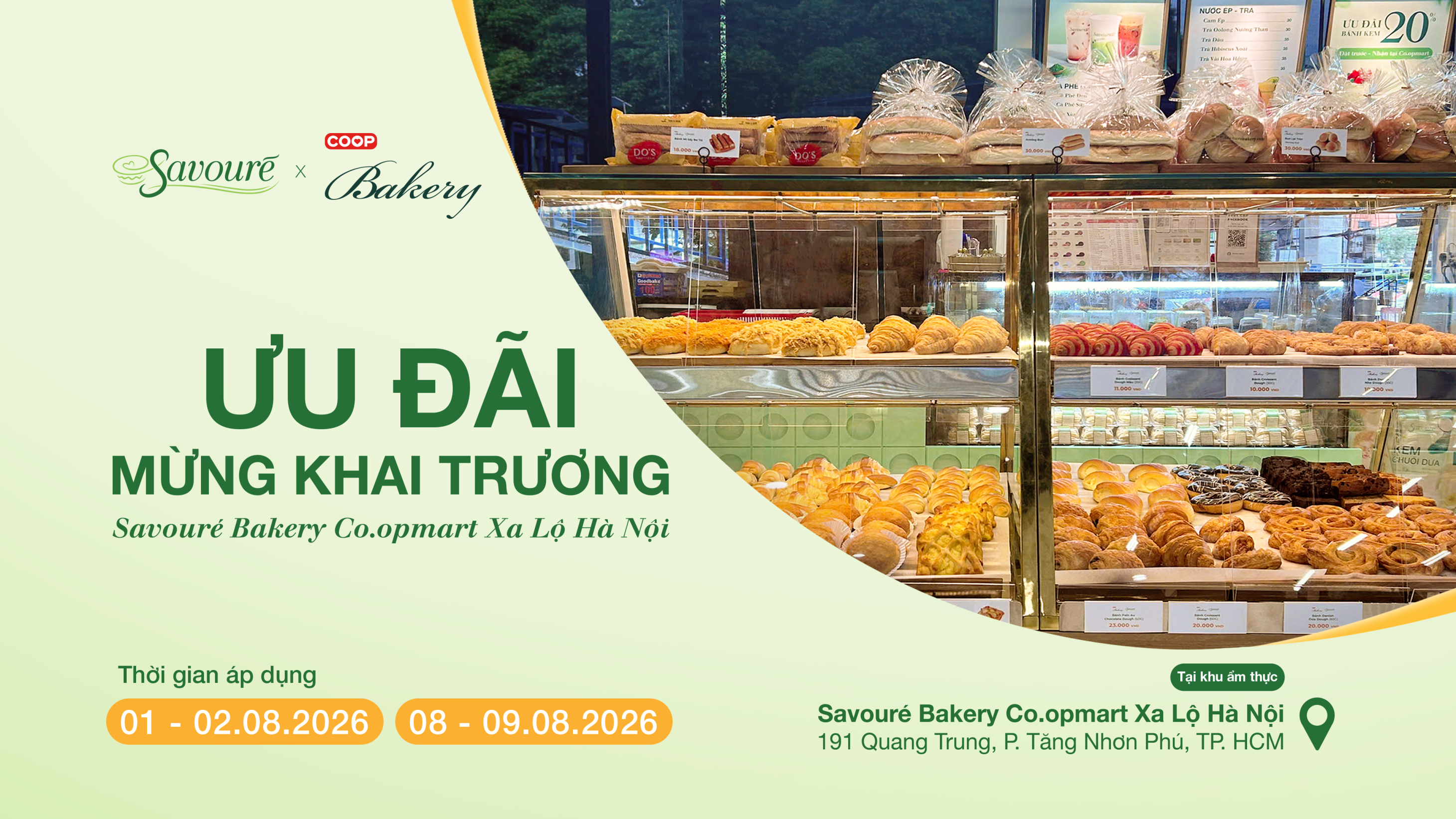 SAVOURÉ BAKERY HỢP TÁC CÙNG CO.OP BAKERY: KHAI TRƯƠNG ĐIỂM BÁN MỚI TẠI CO.OPMART XA LỘ HÀ NỘI